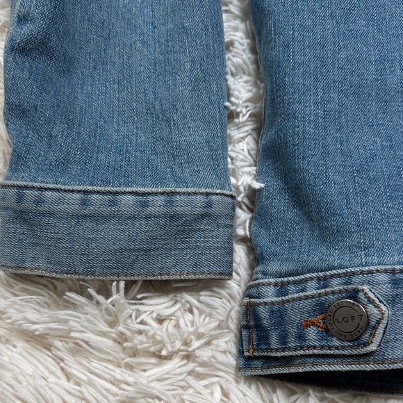 🎉2X HP🎉 Loft Jean Jacket with Sherpa Lining 💗 Blue & Ivory - Picture 12 of 15
